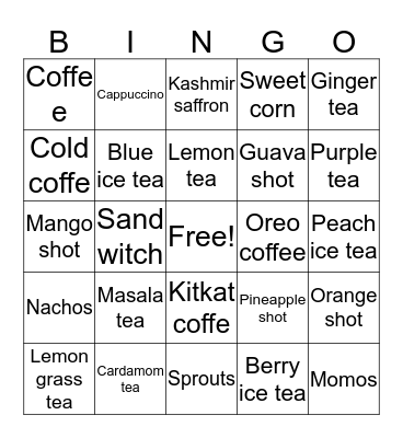 Halftea challenge Bingo Card