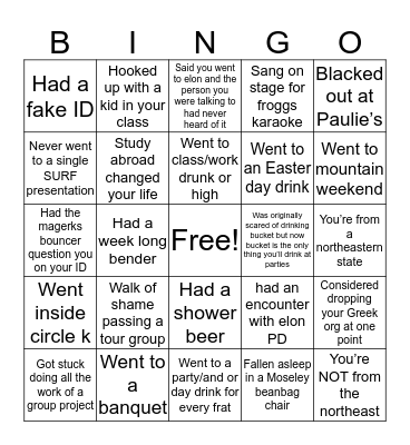Elon Bingo Card