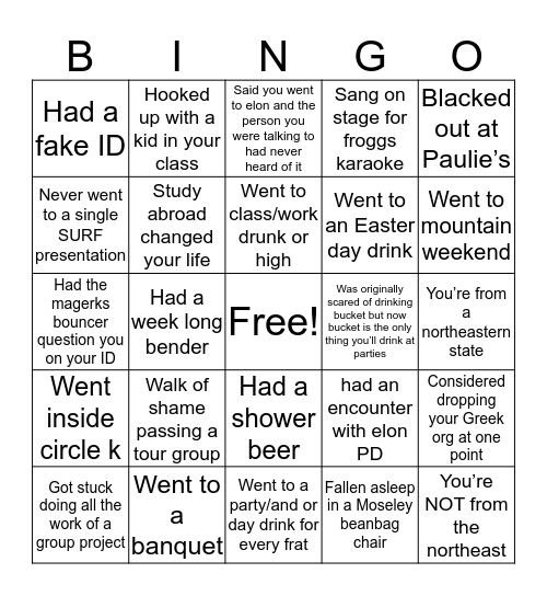 Elon Bingo Card