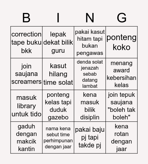 SMKSI BINGO EDITION Bingo Card