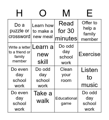 Virtual Learning BINGO Card