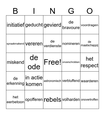 Bingo HELDEN Bingo Card