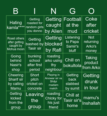 Vau Gang Bingo Card