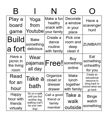 Quarentine Bingo Card