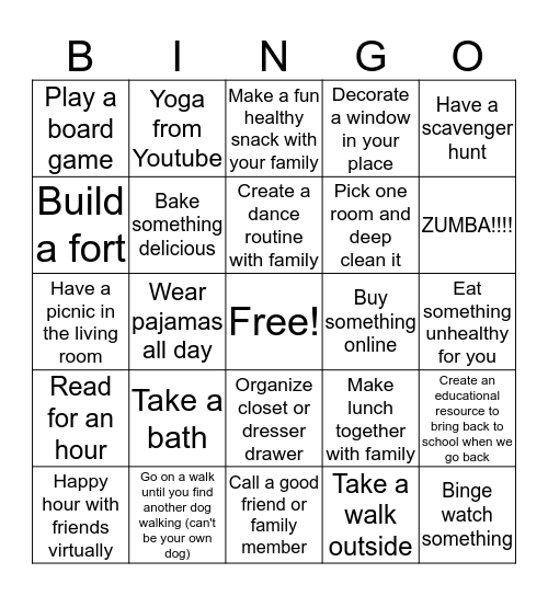 Quarentine Bingo Card