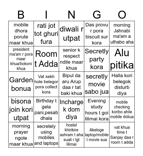 KCST HOSTEL Bingo Card