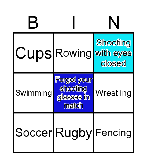 Pistol shooting Bingo Card