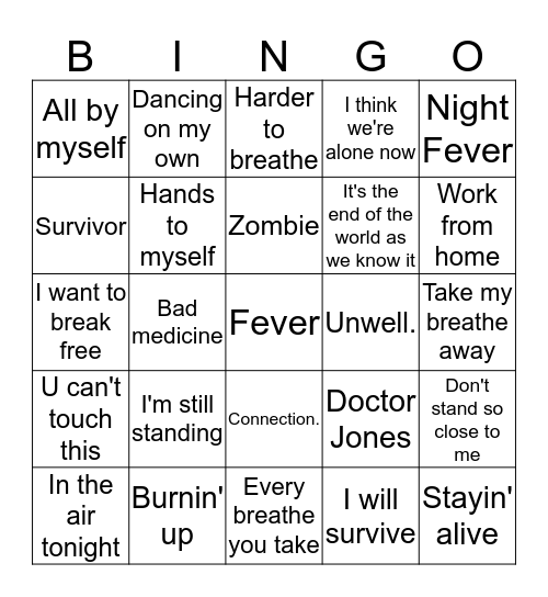 COVID 19 Bingo Card