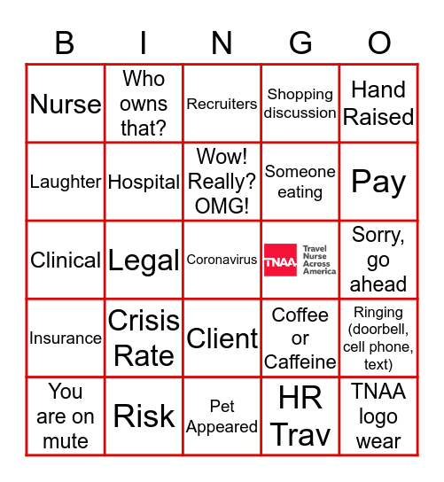 Risk Management Team Video Meeting Bingo Card