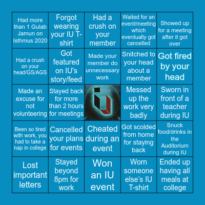 The IU Bingo ! Bingo Card