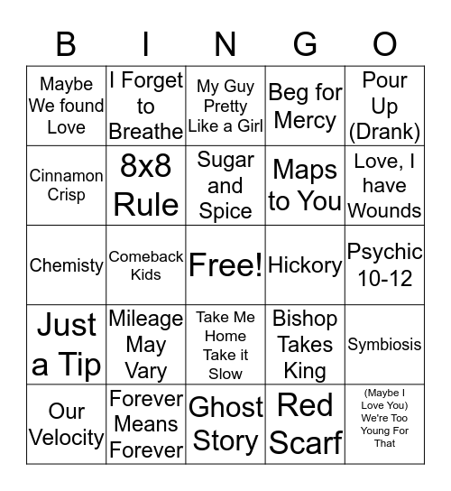 Taekook Bingo AO3 Bingo Card