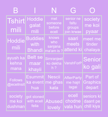 YOUR FRIENDLY ECELL BINGO ! Bingo Card