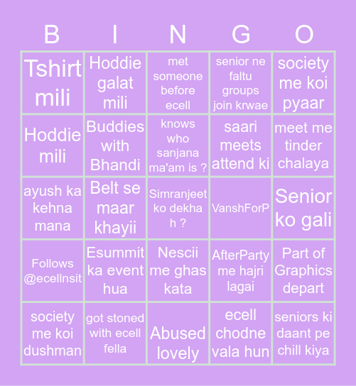 YOUR FRIENDLY ECELL BINGO ! Bingo Card