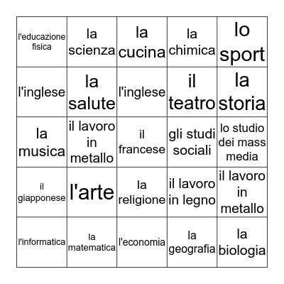 Tombola:LA SCUOLA Bingo Card