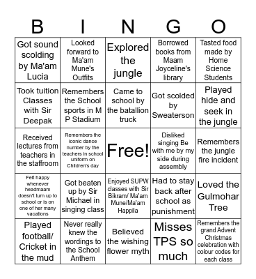 Tura Public School (Older Edition) Bingo Card