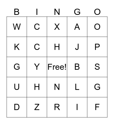 Family ABC Bingo Card