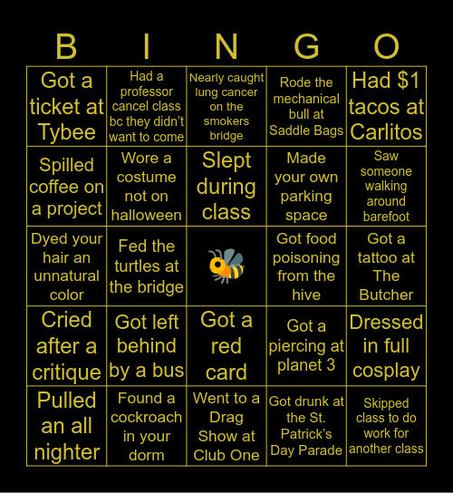 SCAD Bingo Card