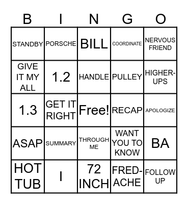 FRED BINGO Card