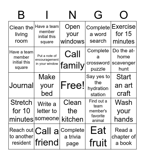 At-Home BINGO! Bingo Card