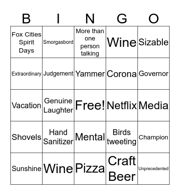 Conference Call Bingo Random Edition Bingo Card