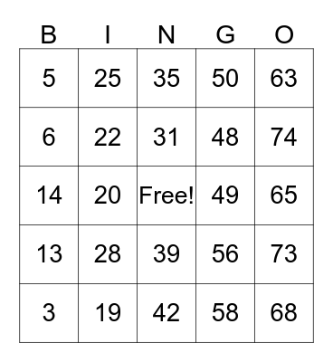 SWU Bingo Live Bingo Card