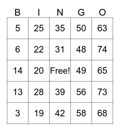 SWU Bingo Live Bingo Card