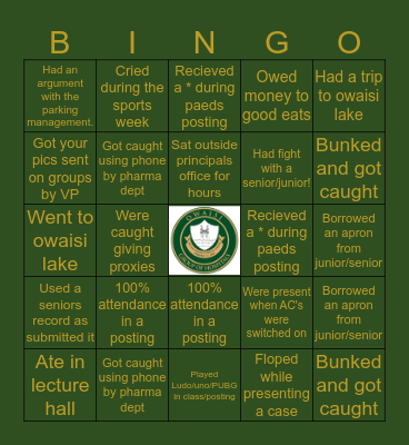 DCMS Bingo Card