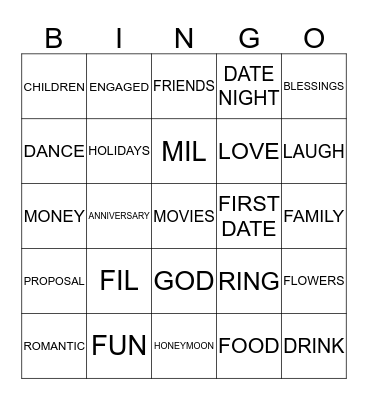 Sahil & Sheena's Nuptial Bliss Bingo Card