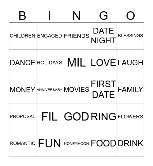 Sahil & Sheena's Nuptial Bliss Bingo Card