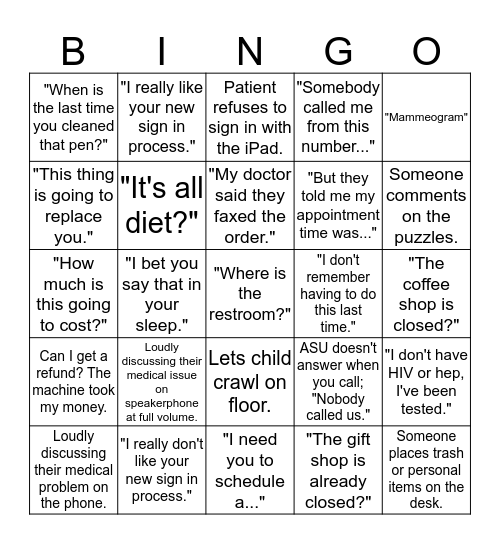 PMH Access Services BINGO Card