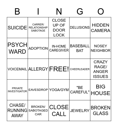 LIFETIME MOVIE BINGO Card