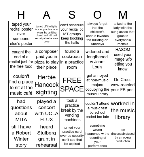 HASOM BINGO Card