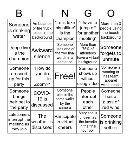 Buzzword Bingo Card