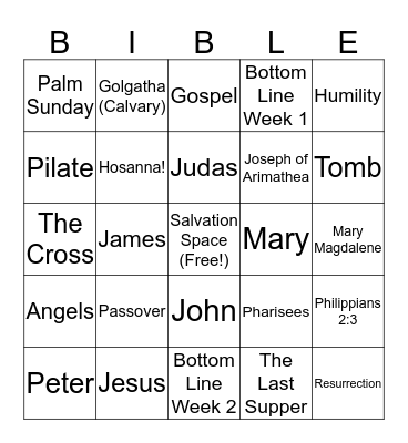 Bible Bingo Card