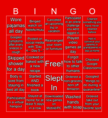 Quarantine Bingo! Bingo Card