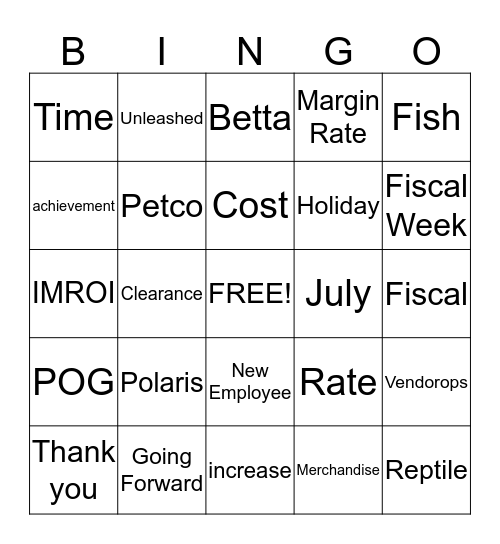 July Companion Animal Meeting Bingo Card