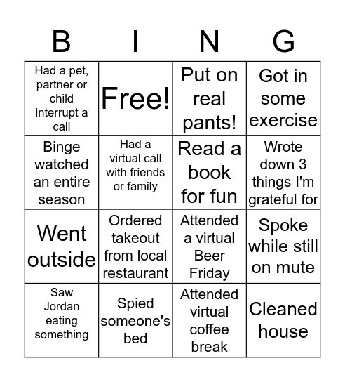 Blyncsy Quarantine Bingo! Bingo Card