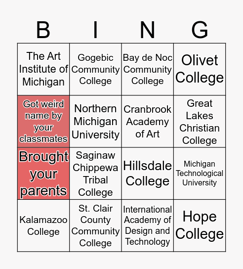 Loyola College Bingo Card