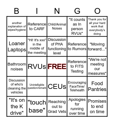 Conference Call Bingo Card