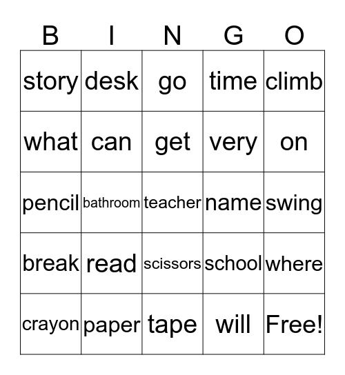 Chapter 4: School Bingo Card