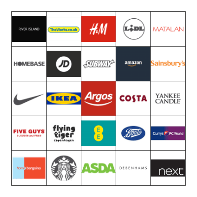 shops & work logo cards Bingo Card