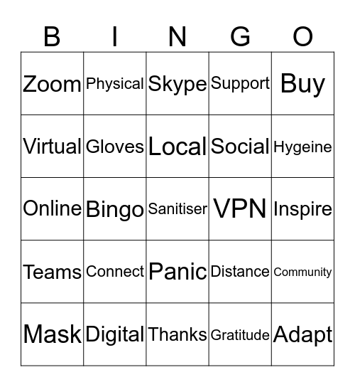 Covid 19 Remote Bingo Card