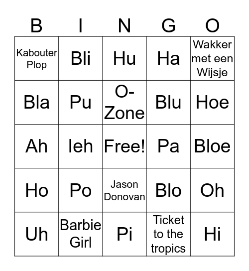 Muzikaal Bingo Card