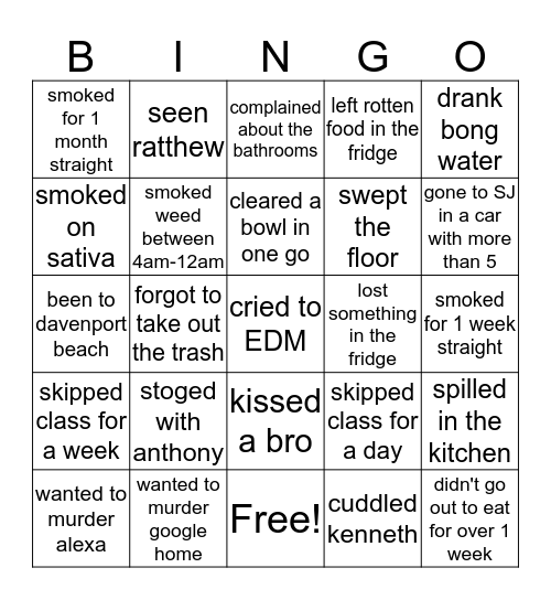 1206 BINGO Card