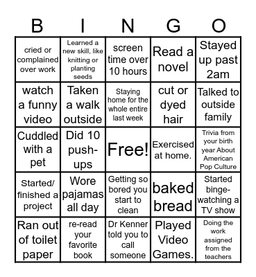 WY Social Distance Bingo Card