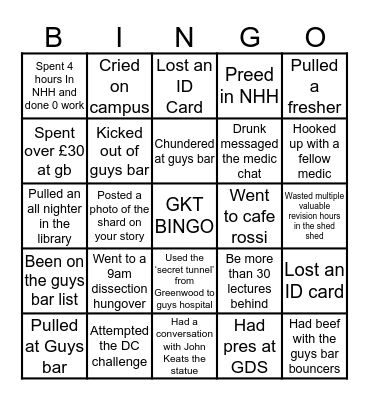 GKT BINGO Card