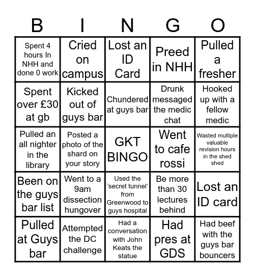 GKT BINGO Card