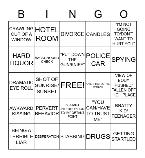LIFETIME MOVIE BINGO Card