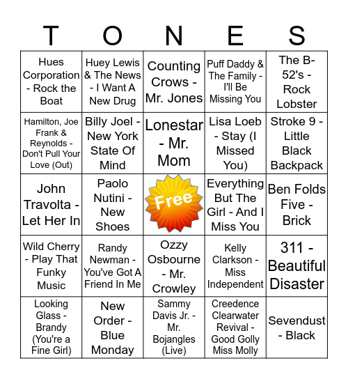 Game Of Tones 3/30/20 #2 Bingo Card