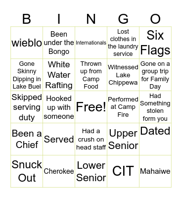 NEVER HAVE I EVER CHM Bingo Card